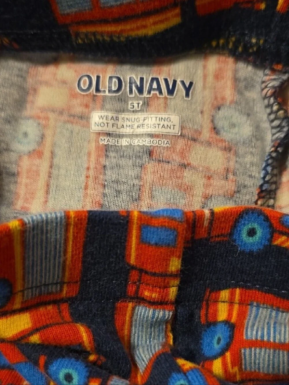 Old Navy Boys Navy Pajama Shorts with Orange Fire Truck Print